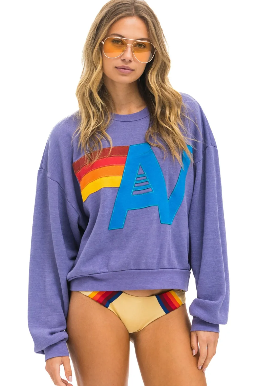 Sweatshirts | Sweatshirts | Aviator Nation LOGO STITCH RELAXED CREW SWEATSHIRT - LAVENDER