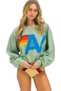 Sweatshirts | Sweatshirts | Aviator Nation LOGO STITCH RELAXED CREW SWEATSHIRT - SAGE