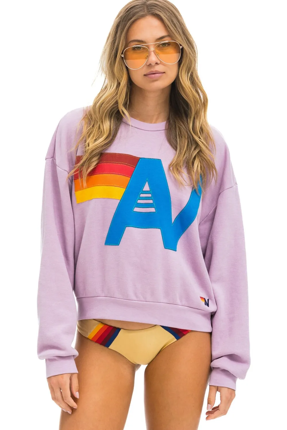 Sweatshirts | Sweatshirts | Aviator Nation LOGO STITCH RELAXED CREW SWEATSHIRT - MAUVE