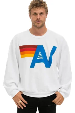 Sweatshirts | Sweatshirts | Aviator Nation LOGO STITCH RELAXED CREW SWEATSHIRT - WHITE