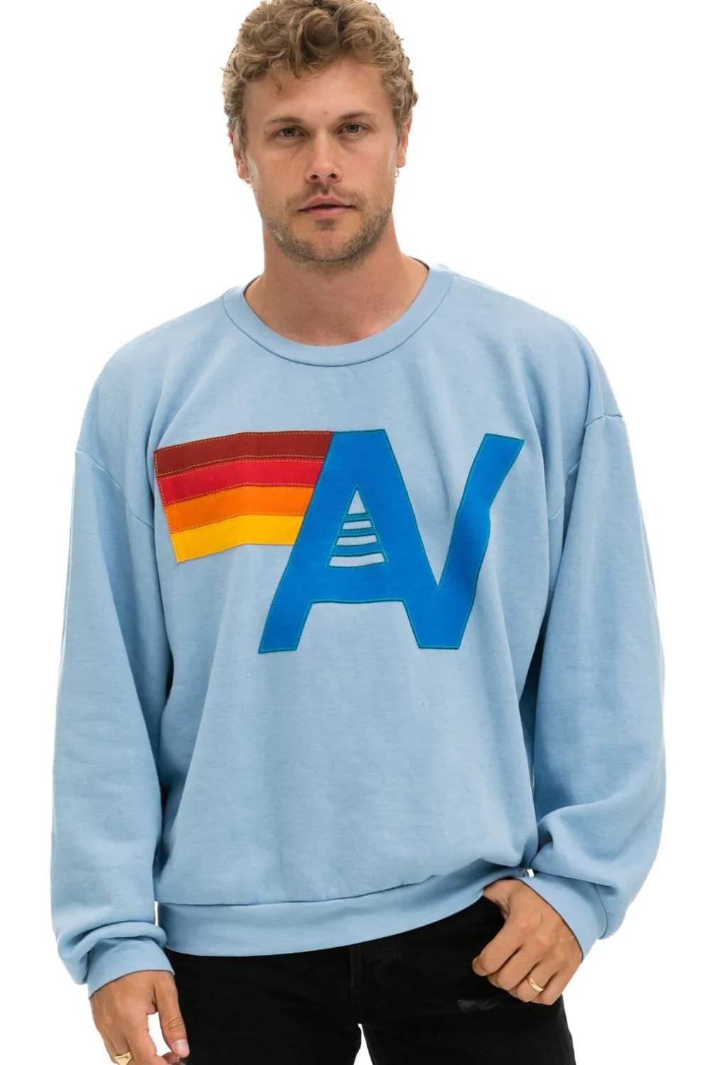 Sweatshirts | Sweatshirts | Aviator Nation LOGO STITCH RELAXED CREW SWEATSHIRT - ICE