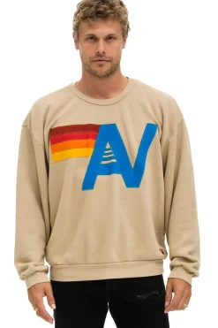 Sweatshirts | Sweatshirts | Aviator Nation LOGO STITCH RELAXED CREW SWEATSHIRT - SAND