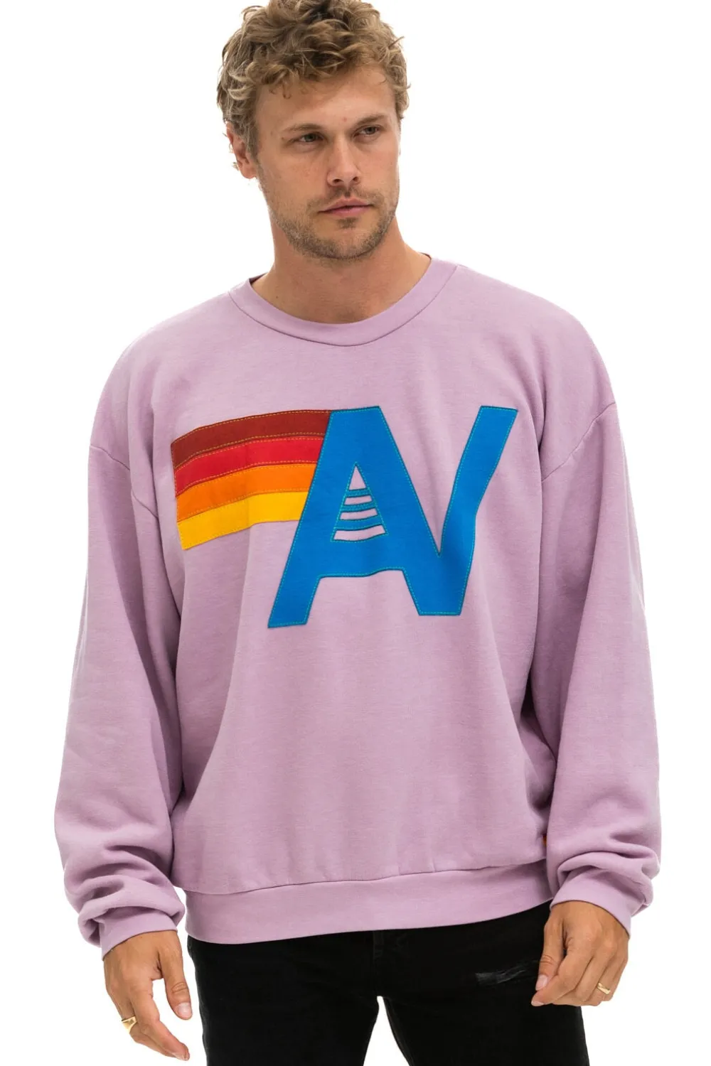 Sweatshirts | Sweatshirts | Aviator Nation LOGO STITCH RELAXED CREW SWEATSHIRT - MAUVE