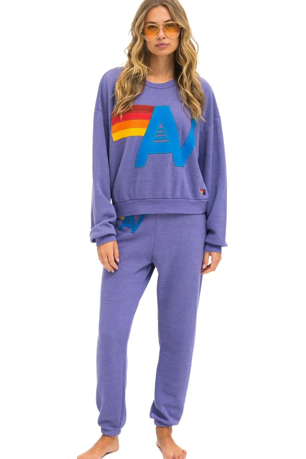 Sweatshirts | Sweatshirts | Aviator Nation LOGO STITCH RELAXED CREW SWEATSHIRT - LAVENDER