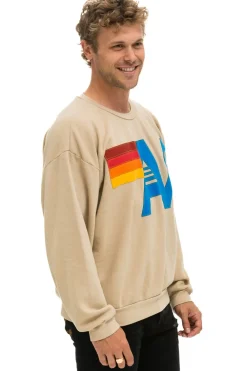 Sweatshirts | Sweatshirts | Aviator Nation LOGO STITCH RELAXED CREW SWEATSHIRT - SAND