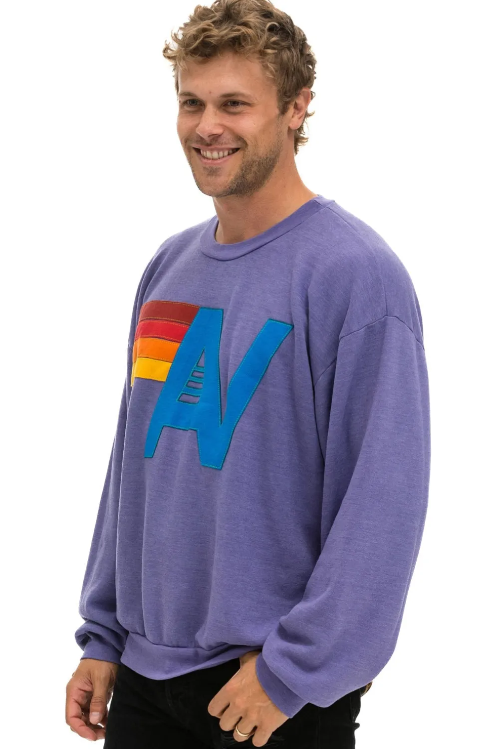 Sweatshirts | Sweatshirts | Aviator Nation LOGO STITCH RELAXED CREW SWEATSHIRT - LAVENDER