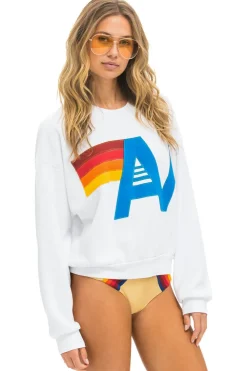Sweatshirts | Sweatshirts | Aviator Nation LOGO STITCH RELAXED CREW SWEATSHIRT - WHITE