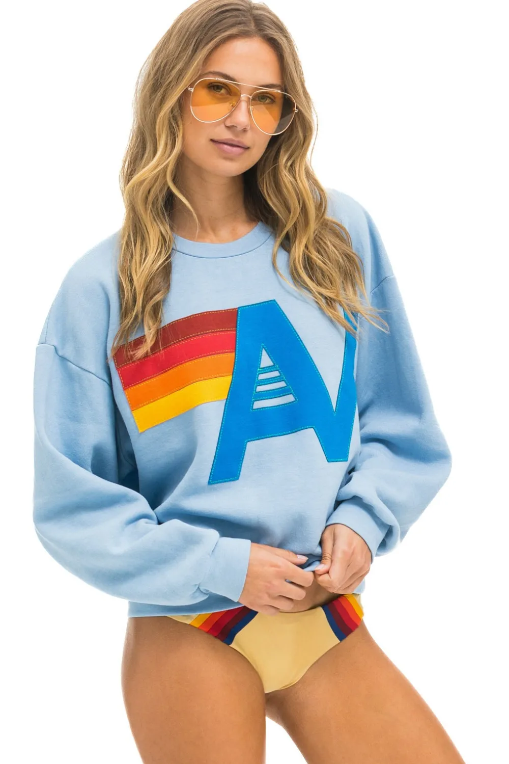 Sweatshirts | Sweatshirts | Aviator Nation LOGO STITCH RELAXED CREW SWEATSHIRT - ICE