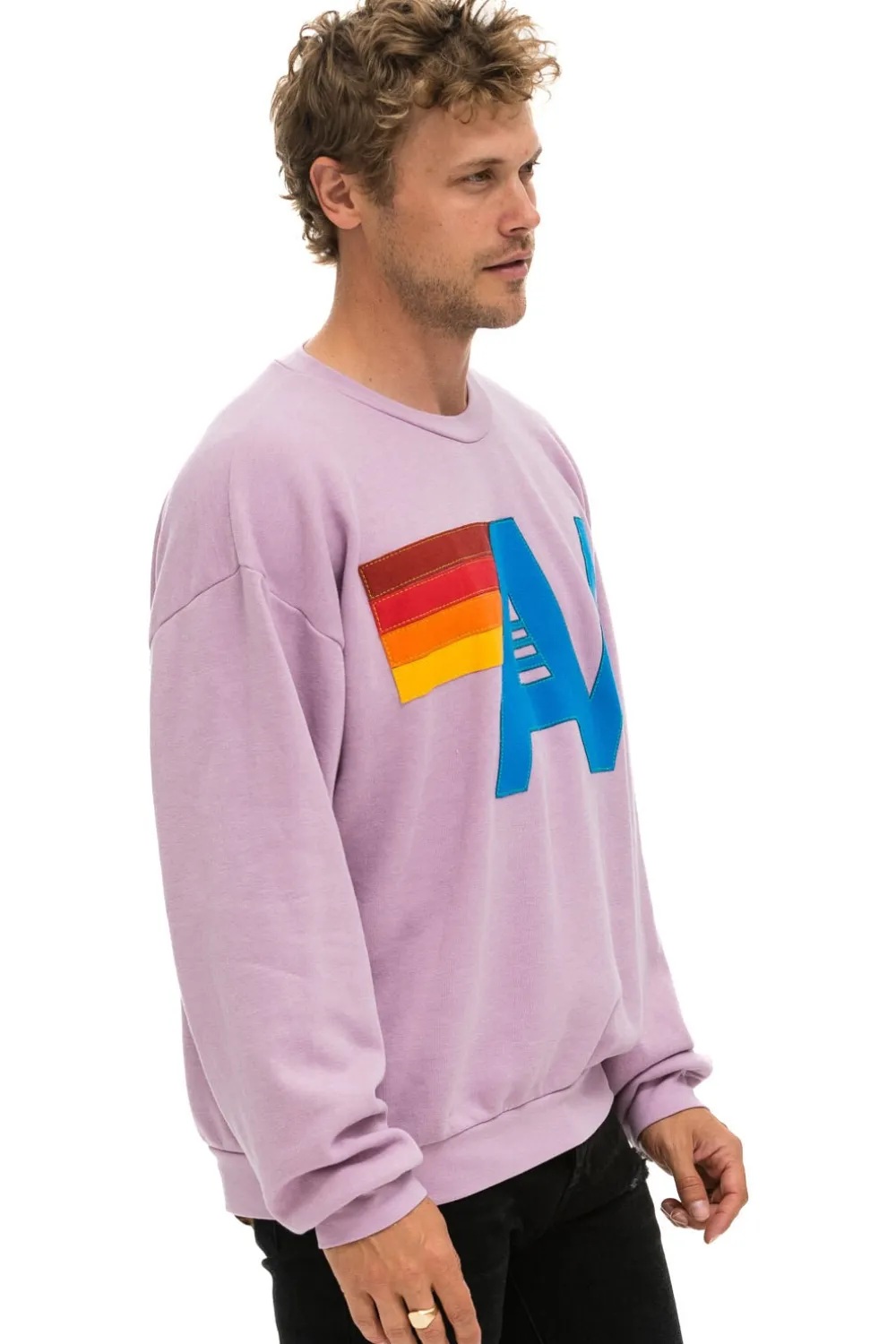 Sweatshirts | Sweatshirts | Aviator Nation LOGO STITCH RELAXED CREW SWEATSHIRT - MAUVE