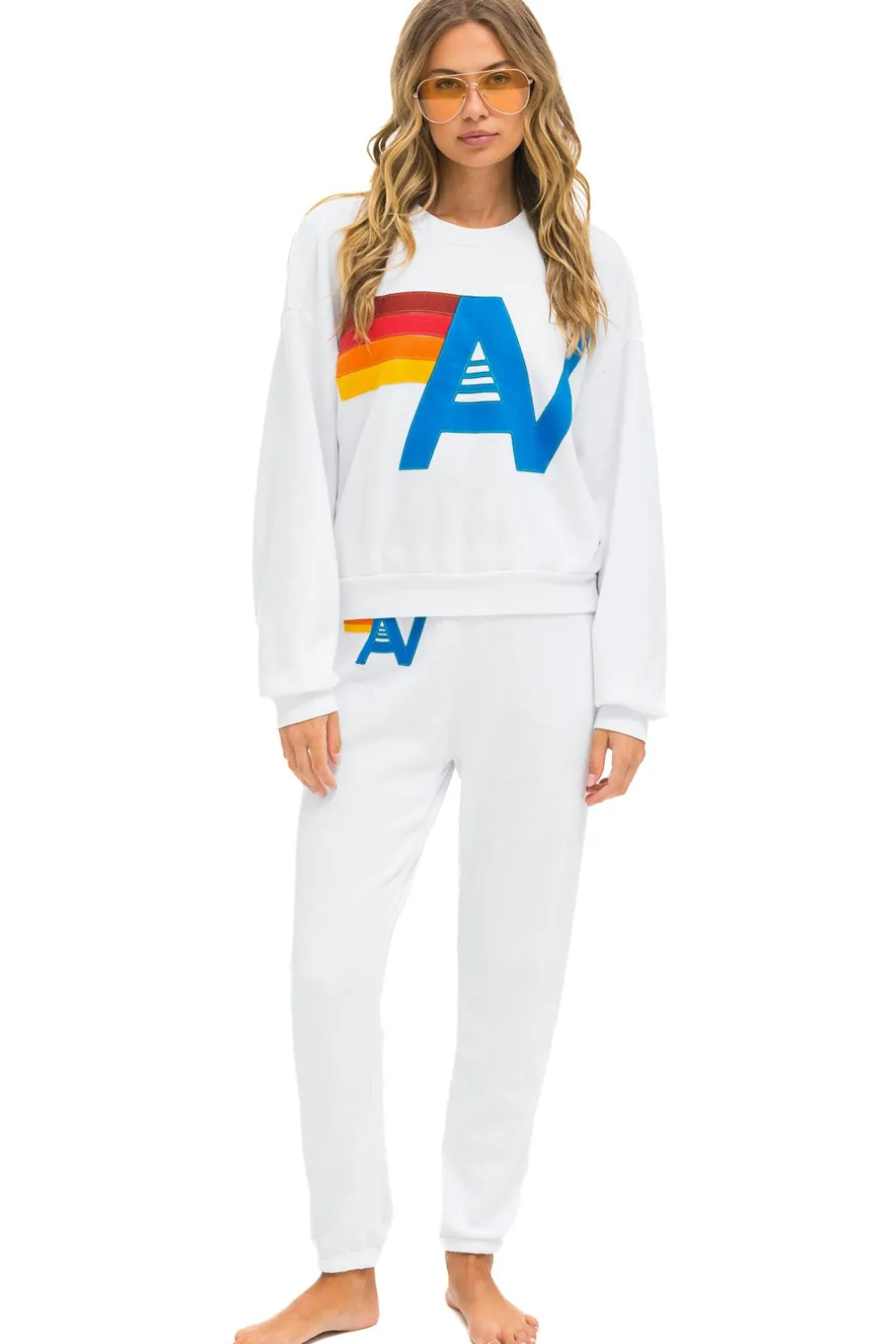 Sweatshirts | Sweatshirts | Aviator Nation LOGO STITCH RELAXED CREW SWEATSHIRT - WHITE