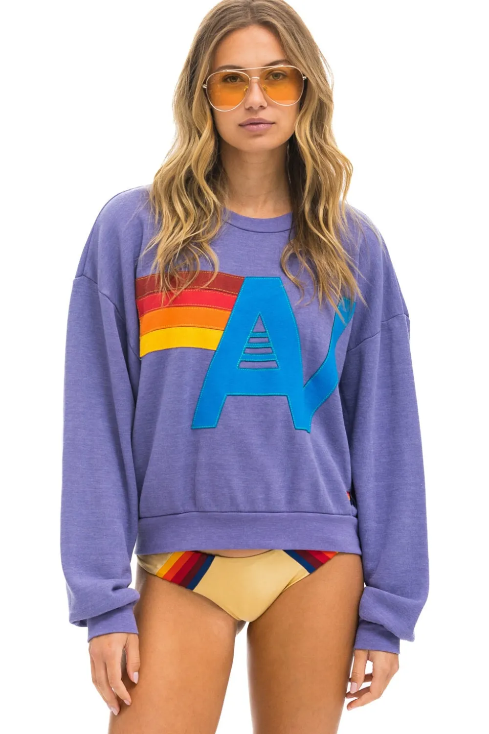 Sweatshirts | Sweatshirts | Aviator Nation LOGO STITCH RELAXED CREW SWEATSHIRT - LAVENDER