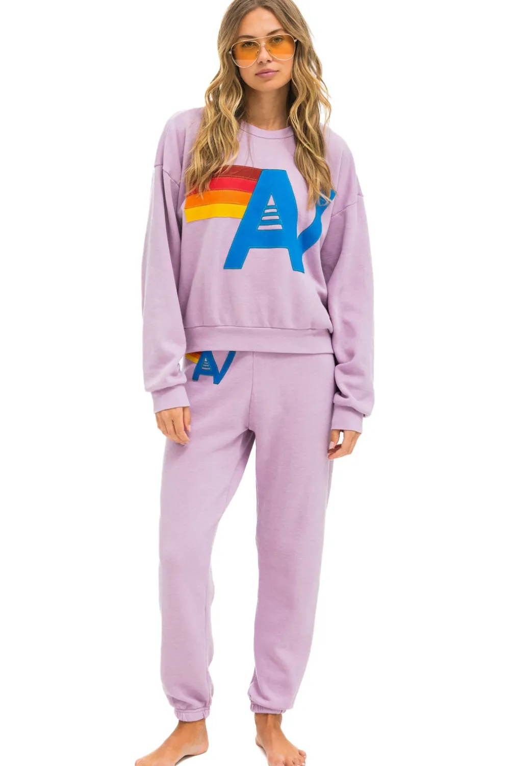 Sweatshirts | Sweatshirts | Aviator Nation LOGO STITCH RELAXED CREW SWEATSHIRT - MAUVE