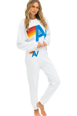 Sweatshirts | Sweatshirts | Aviator Nation LOGO STITCH RELAXED CREW SWEATSHIRT - WHITE
