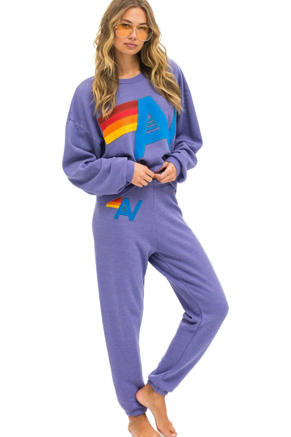 Sweatshirts | Sweatshirts | Aviator Nation LOGO STITCH RELAXED CREW SWEATSHIRT - LAVENDER