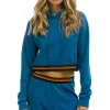 Hoodies | Aviator Nation LOGO STRIPE CROP PULLOVER HOODIE - CARIBBEAN