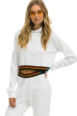 Hoodies | Aviator Nation LOGO STRIPE CROP PULLOVER HOODIE - WHITE