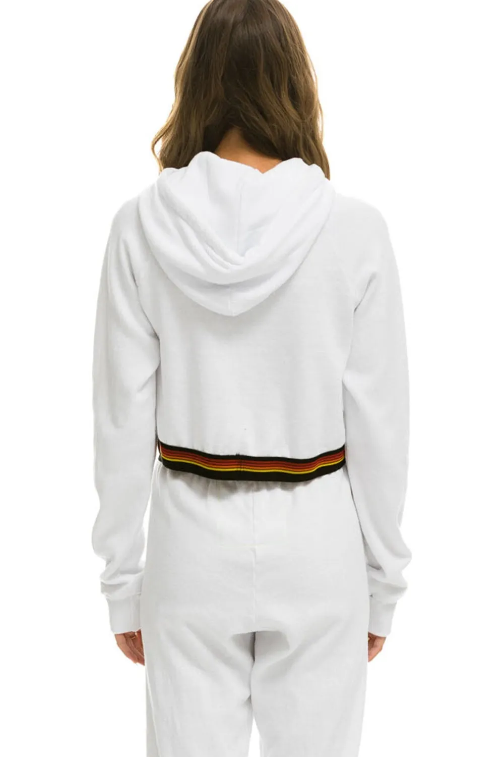 Hoodies | Aviator Nation LOGO STRIPE CROP PULLOVER HOODIE - WHITE