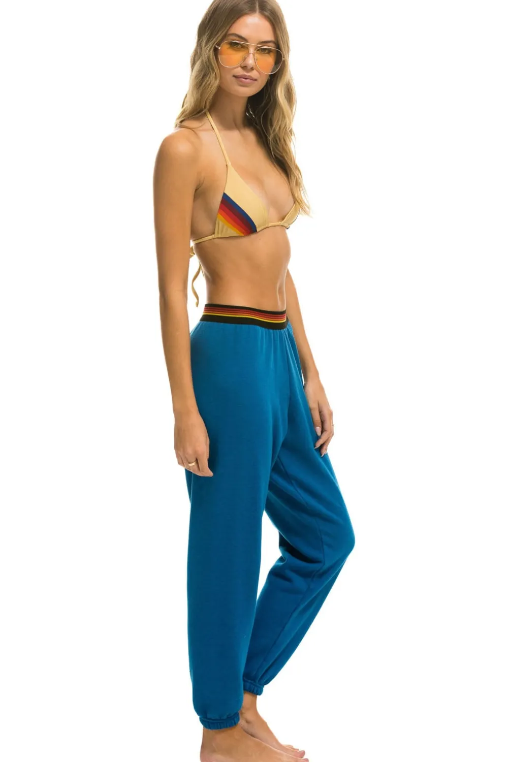 Sweatpants | Aviator Nation LOGO STRIPE SWEATPANTS - CARIBBEAN