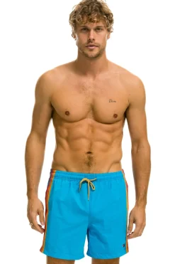 Boardshorts | Shorts | Aviator Nation MEN'S 5 STRIPE FLEX SHORTS - NEON BLUE NEONBLUE