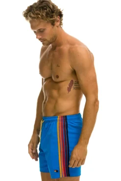 Boardshorts | Shorts | Aviator Nation MEN'S 5 STRIPE FLEX SHORTS - PARROT BLUE PARROTBLUE