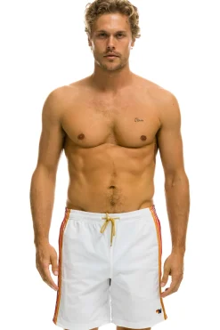 Boardshorts | Shorts | Aviator Nation MEN'S 5 STRIPE FLEX SHORTS 7 INCH - WHITE
