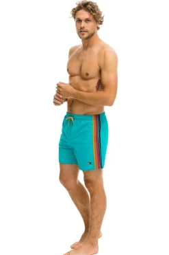 Boardshorts | Shorts | Aviator Nation MEN'S 5 STRIPE FLEX SHORTS - JADE