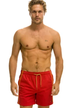 Boardshorts | Shorts | Aviator Nation MEN'S 5 STRIPE FLEX SHORTS - RED
