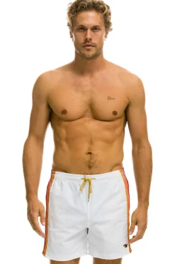 Boardshorts | Shorts | Aviator Nation MEN'S 5 STRIPE FLEX SHORTS - WHITE