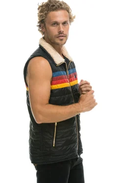 Vests | Aviator Nation MEN'S 4 STRIPE VEST SHERPA - BLACK