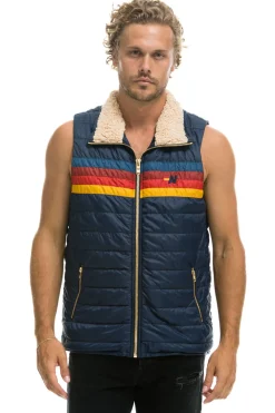 Vests | Aviator Nation MEN'S 4 STRIPE VEST SHERPA - NAVY
