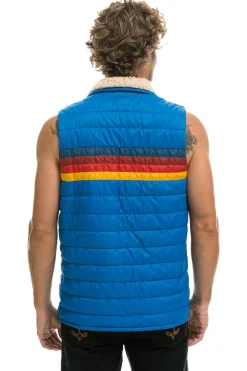 Vests | Aviator Nation MEN'S 4 STRIPE VEST SHERPA- SNORKEL BLUE SNORKELBLUEVestAviatorNation