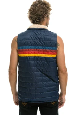 Vests | Aviator Nation MEN'S 4 STRIPE VEST SHERPA - NAVY