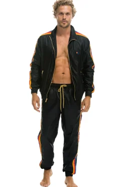 Wind Breakers | Aviator Nation MEN'S 4 STRIPE WIND PANT - BLACK
