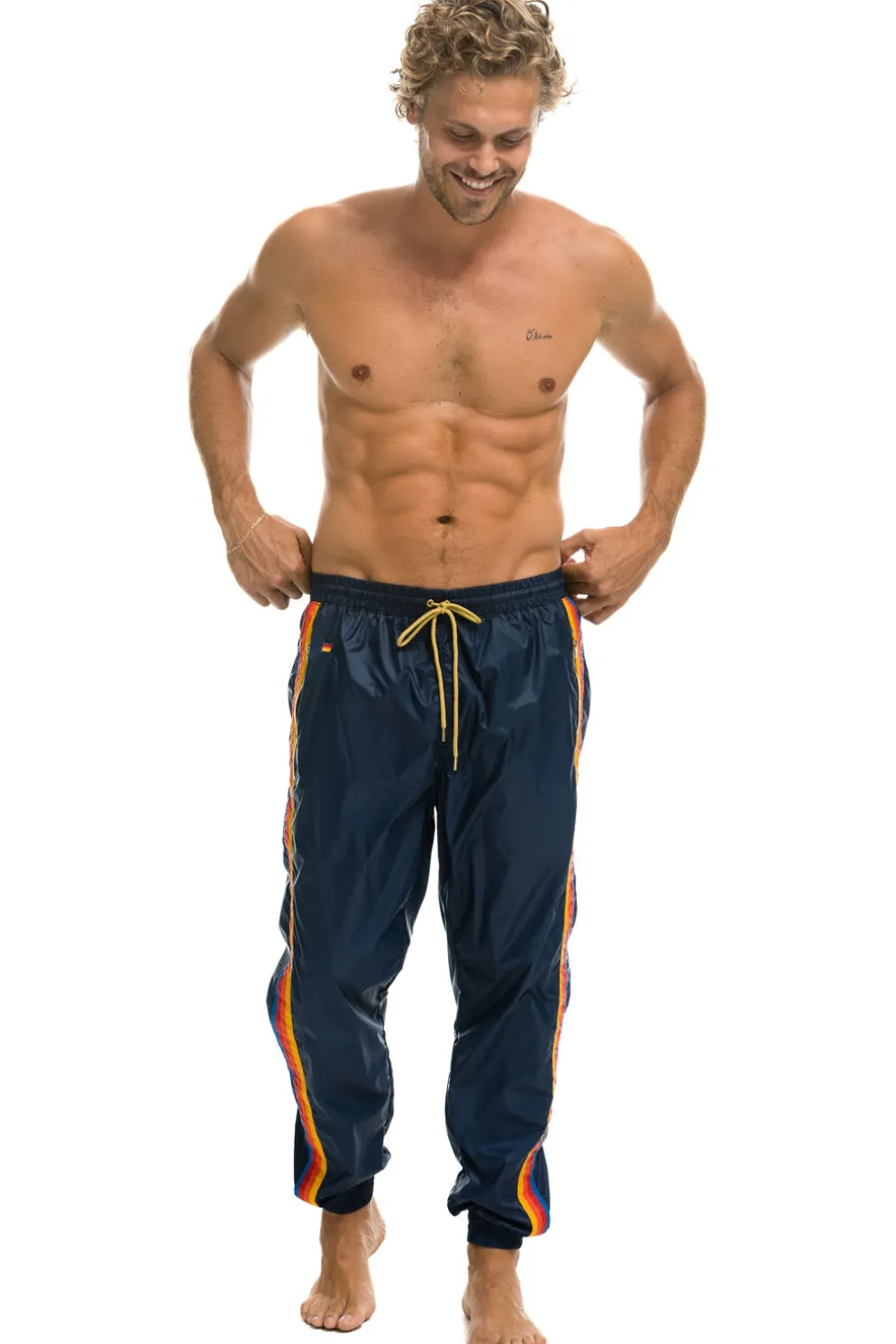 Wind Breakers | Aviator Nation MEN'S 4 STRIPE WIND PANT - NAVY