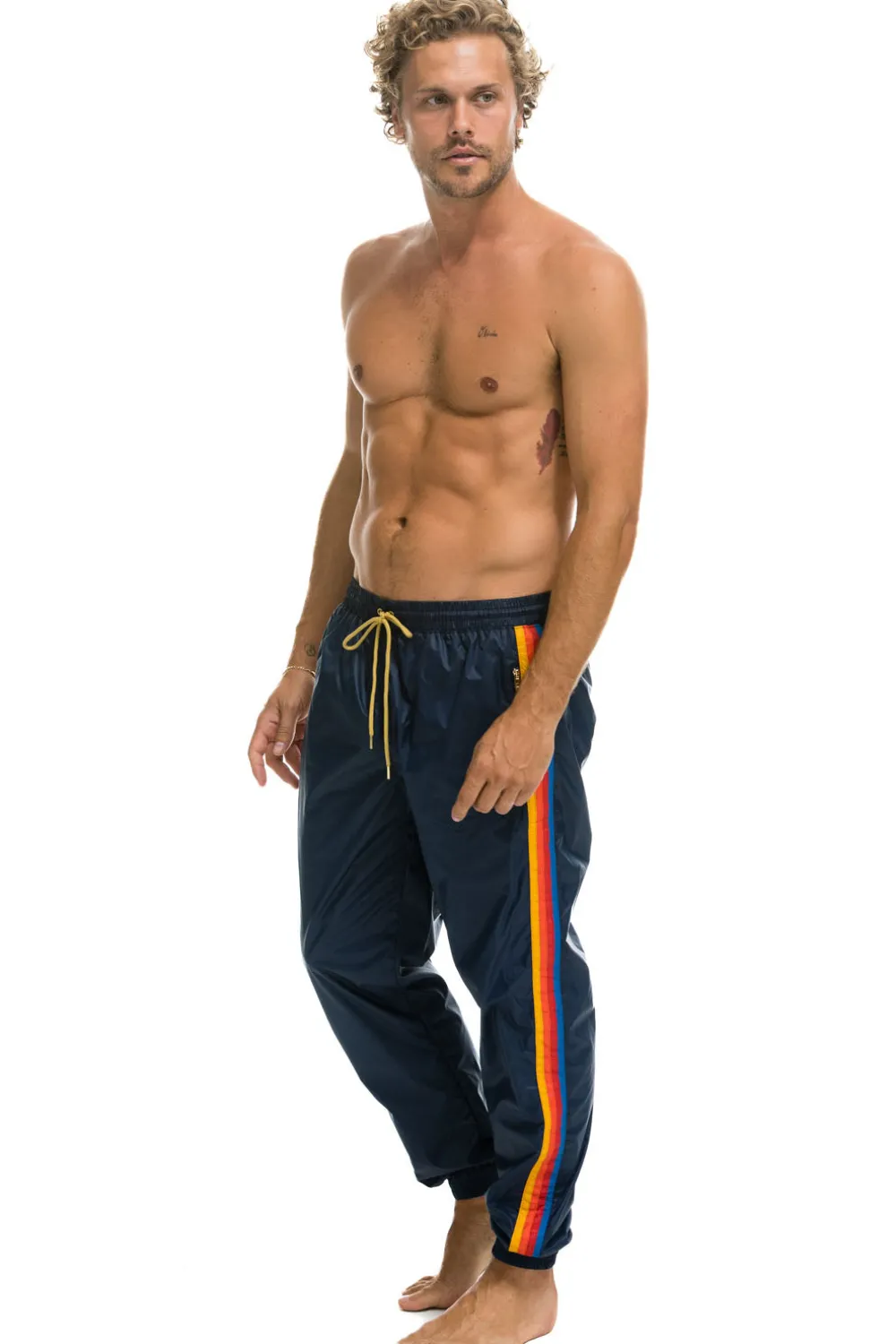Wind Breakers | Aviator Nation MEN'S 4 STRIPE WIND PANT - NAVY