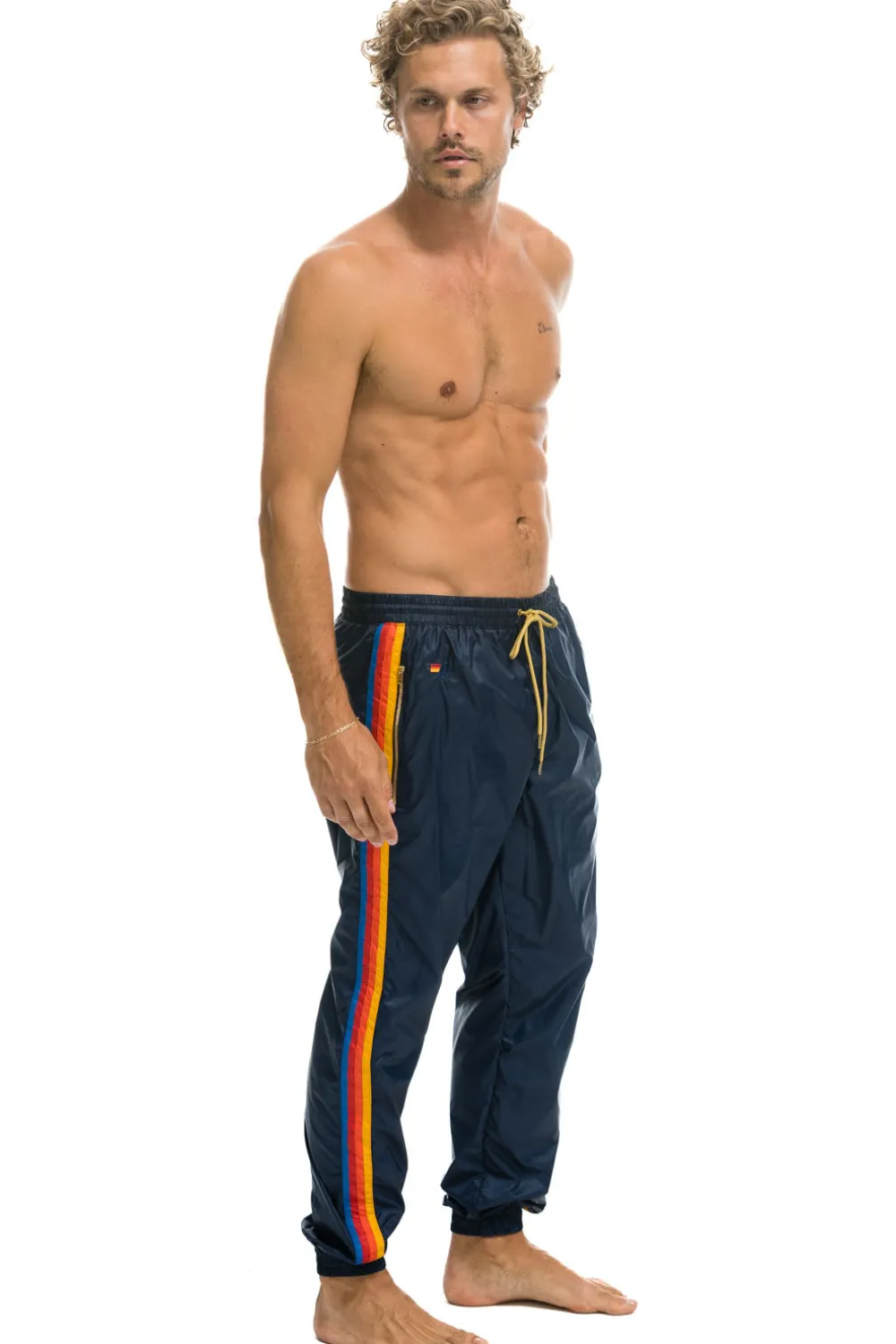 Wind Breakers | Aviator Nation MEN'S 4 STRIPE WIND PANT - NAVY