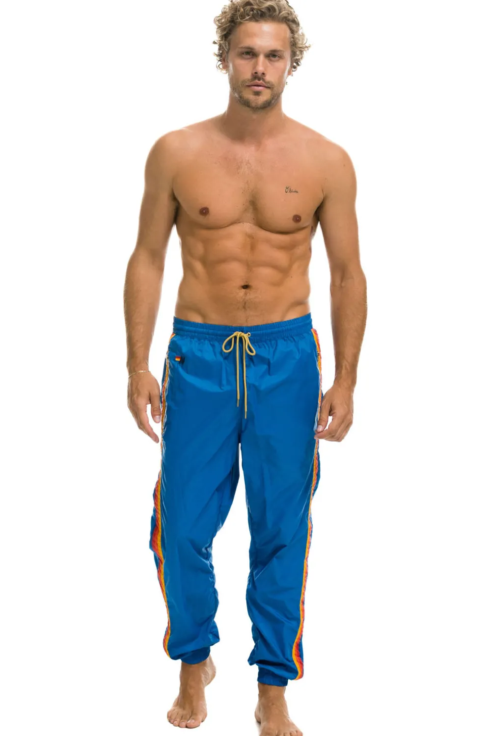Wind Breakers | Aviator Nation MEN'S 4 STRIPE WIND PANT - SNORKEL BLUE SNORKELBLUE