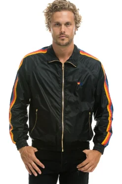 Wind Breakers | Aviator Nation MEN'S 4 STRIPE WINDBREAKER - BLACK