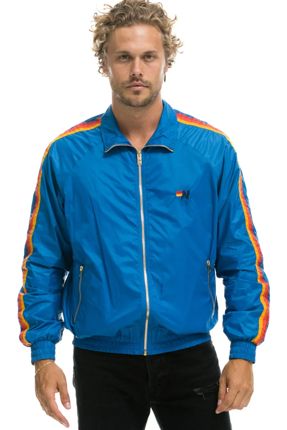 Wind Breakers | Aviator Nation MEN'S 4 STRIPE WINDBREAKER - SNORKEL BLUE SNORKELBLUE