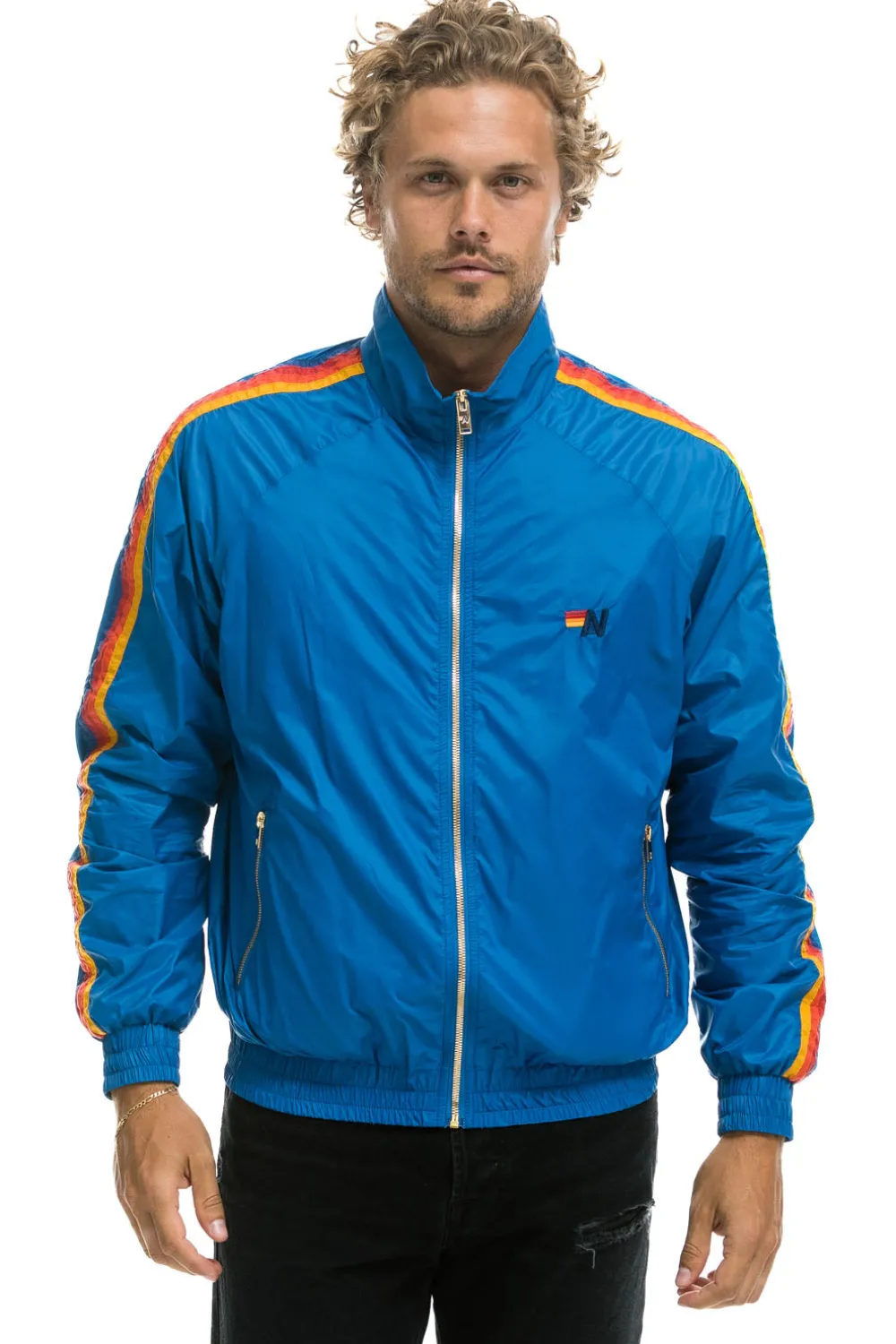 Wind Breakers | Aviator Nation MEN'S 4 STRIPE WINDBREAKER - SNORKEL BLUE SNORKELBLUE