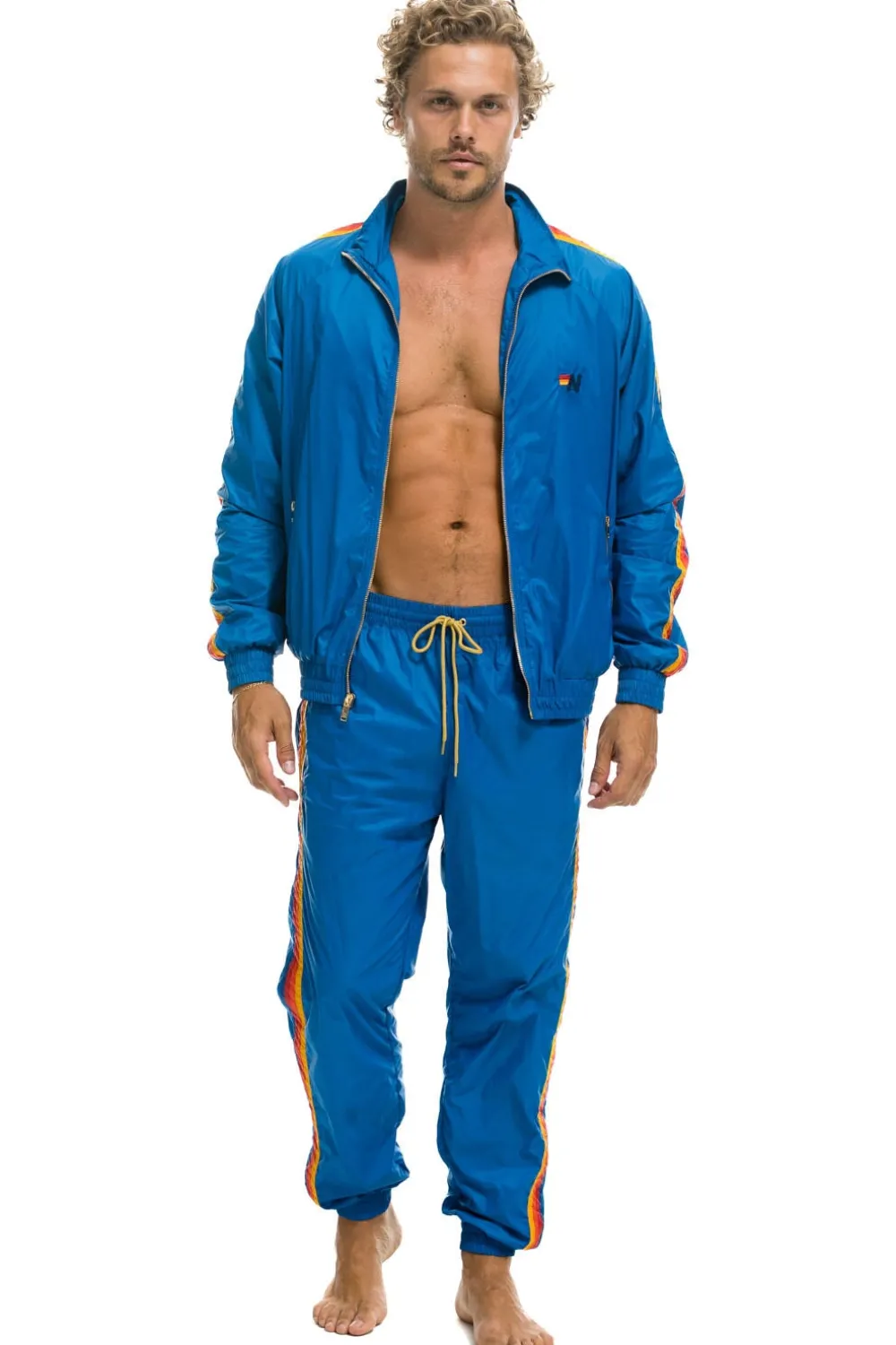 Wind Breakers | Aviator Nation MEN'S 4 STRIPE WINDBREAKER - SNORKEL BLUE SNORKELBLUE