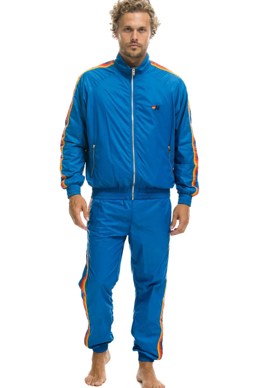 Wind Breakers | Aviator Nation MEN'S 4 STRIPE WINDBREAKER - SNORKEL BLUE SNORKELBLUE