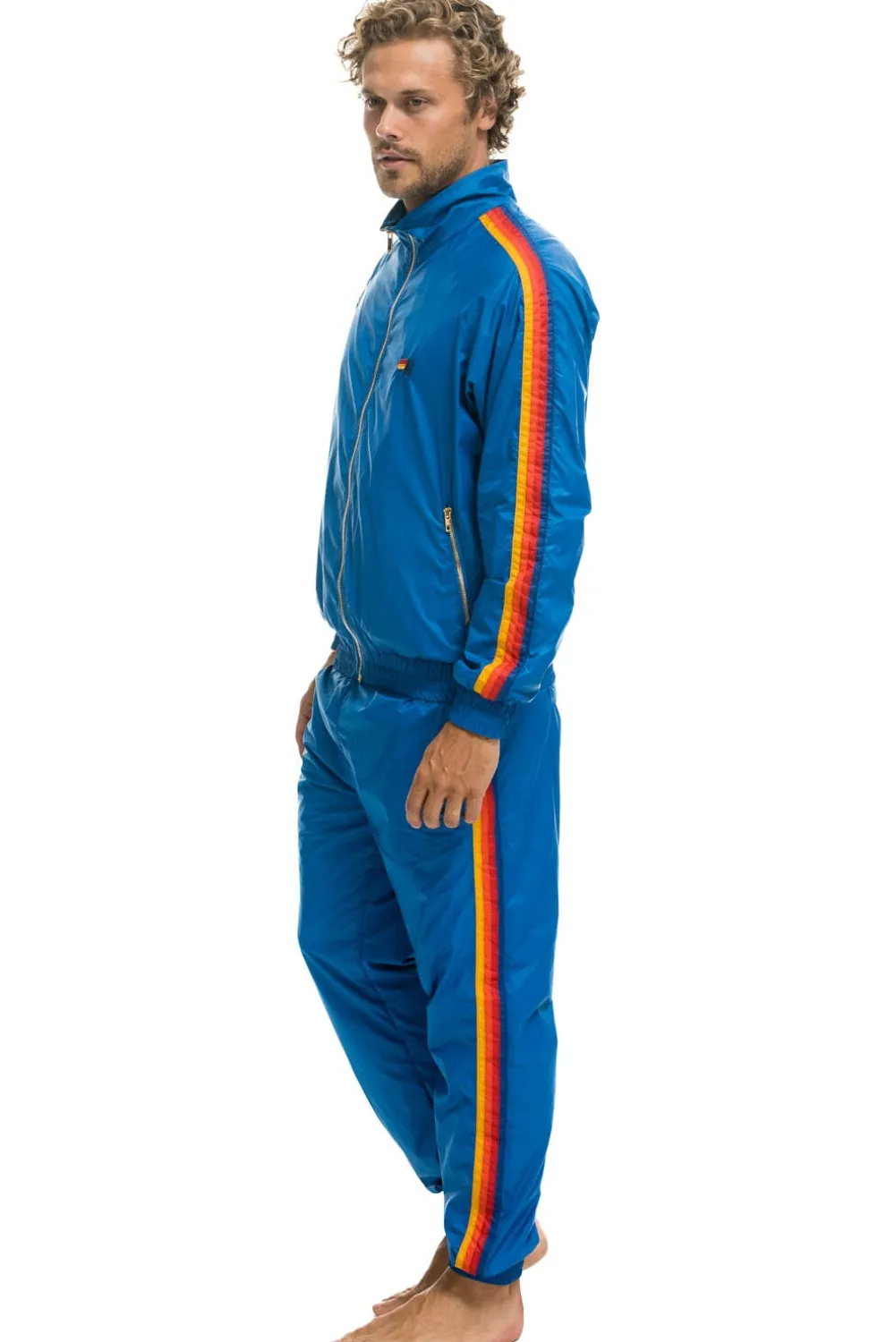 Wind Breakers | Aviator Nation MEN'S 4 STRIPE WINDBREAKER - SNORKEL BLUE SNORKELBLUE