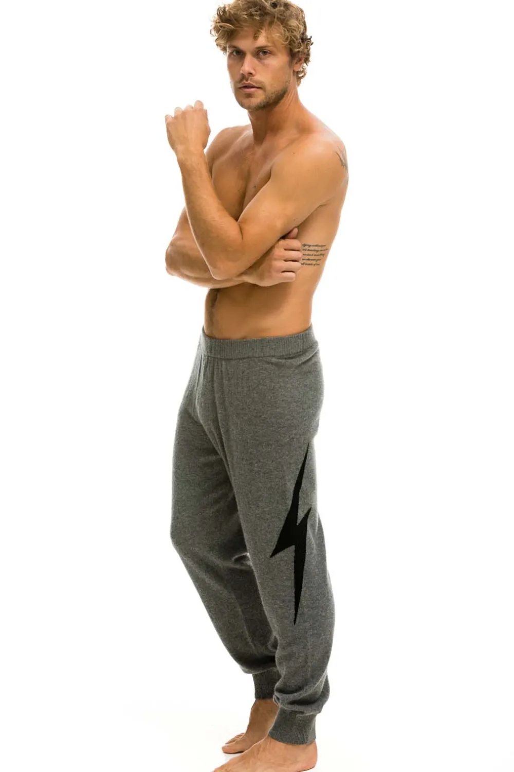 Sweatpants | Aviator Nation MEN'S BOLT CASHMERE LIGHT SWEATER PANT- DEEP HEATHER // BLACK BOLT DEEPHEATHER//BLACKBOLTMen'sSweatpantsAviatorNation