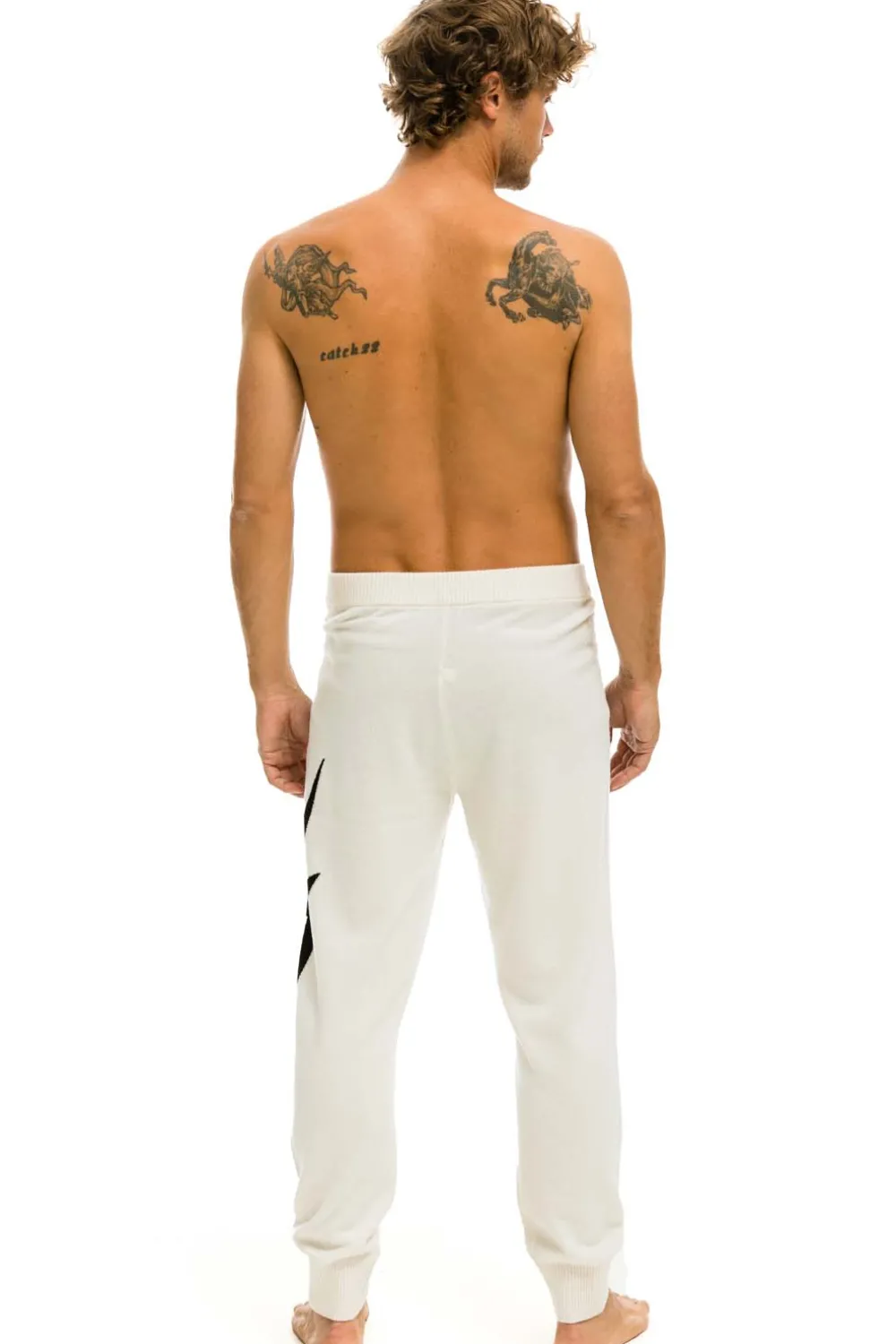 Sweatpants | Aviator Nation MEN'S BOLT CASHMERE LIGHT SWEATER PANT- VINTAGE WHITE // BLACK BOLT VINTAGEWHITE//BLACKBOLTMen'sSweatpantsAviatorNation