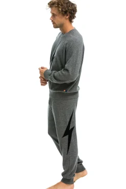 Sweatpants | Aviator Nation MEN'S BOLT CASHMERE LIGHT SWEATER PANT- DEEP HEATHER // BLACK BOLT DEEPHEATHER//BLACKBOLTMen'sSweatpantsAviatorNation