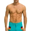 Shorts | Boardshorts | Aviator Nation MEN'S HORIZONTAL 5 STRIPE FLEX SHORTS - JADE