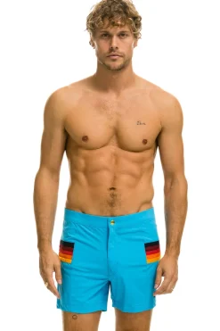 Boardshorts | Shorts | Aviator Nation MEN'S HORIZONTAL 5 STRIPE FLEX SHORTS - NEON BLUE NEONBLUE
