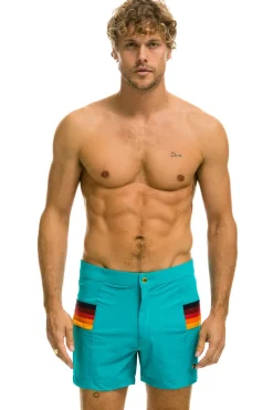 Shorts | Boardshorts | Aviator Nation MEN'S HORIZONTAL 5 STRIPE FLEX SHORTS - JADE
