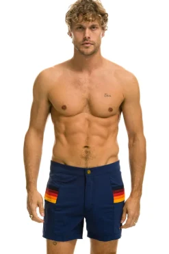 Boardshorts | Shorts | Aviator Nation MEN'S HORIZONTAL 5 STRIPE FLEX SHORTS - NAVY